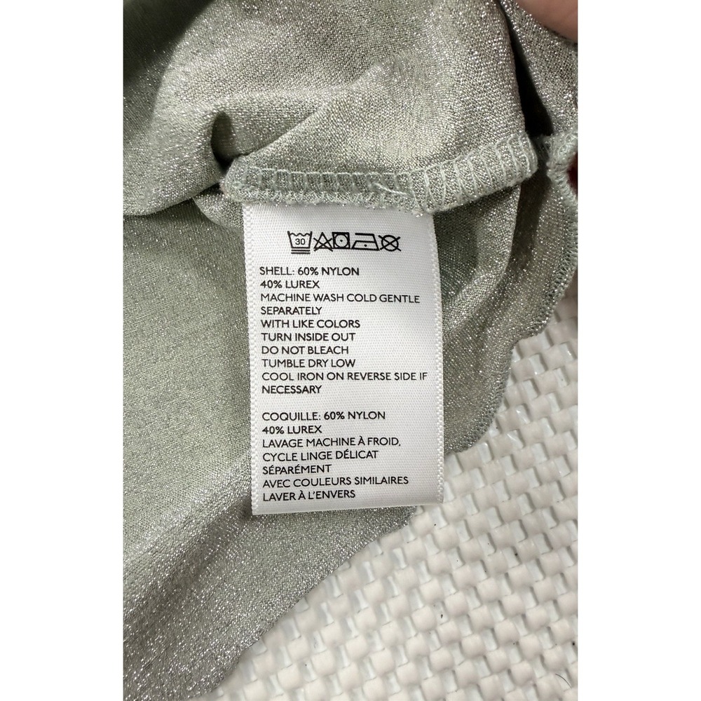 Urban Outfitters Shimmer Lurex Knit Top Sage Green Short Sleeve Women's S - Picture 3 of 6